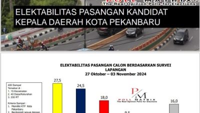 Survei Elektabilitas Pasangan Calon Pilkada Pekanbaru 2024: Ida Yulita Susanti-Kharisman Risanda Memimpin